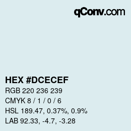 Farbcode: HEX #DCECEF | qconv.com