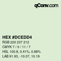 颜色代码: HEX #DCEDD4 | qconv.com