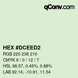 Color code: HEX #DCEED2 | qconv.com