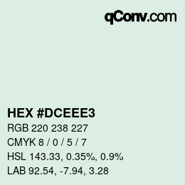 Color code: HEX #DCEEE3 | qconv.com