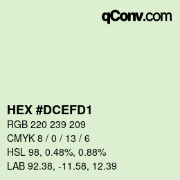 Color code: HEX #DCEFD1 | qconv.com