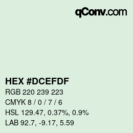 颜色代码: HEX #DCEFDF | qconv.com