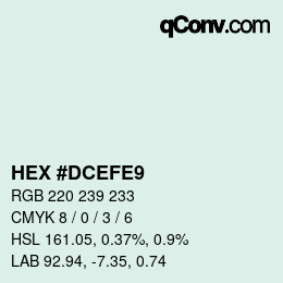 Código de color: HEX #DCEFE9 | qconv.com