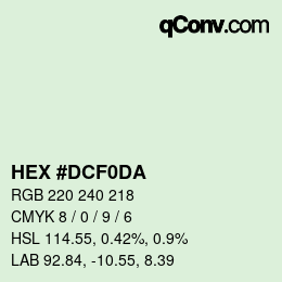 Color code: HEX #DCF0DA | qconv.com
