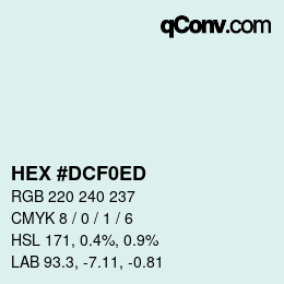 Color code: HEX #DCF0ED | qconv.com