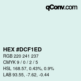 カラーコード: HEX #DCF1ED | qconv.com