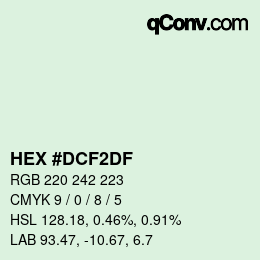 Color code: HEX #DCF2DF | qconv.com
