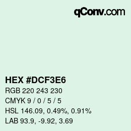 カラーコード: HEX #DCF3E6 | qconv.com