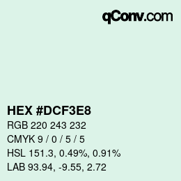 Color code: HEX #DCF3E8 | qconv.com