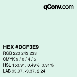 Color code: HEX #DCF3E9 | qconv.com