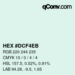 Color code: HEX #DCF4EB | qconv.com