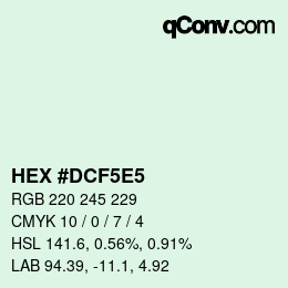颜色代码: HEX #DCF5E5 | qconv.com