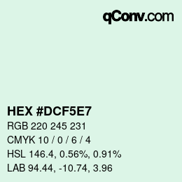 カラーコード: HEX #DCF5E7 | qconv.com