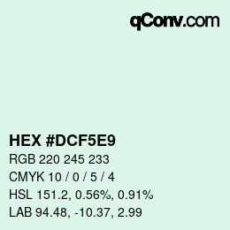 Color code: HEX #DCF5E9 | qconv.com