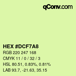 カラーコード: HEX #DCF7A8 | qconv.com