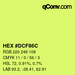 Color code: HEX #DCF86C | qconv.com