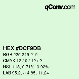 Color code: HEX #DCF9DB | qconv.com