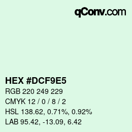 颜色代码: HEX #DCF9E5 | qconv.com