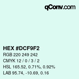 颜色代码: HEX #DCF9F2 | qconv.com