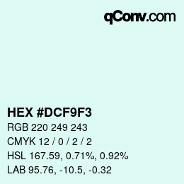 Color code: HEX #DCF9F3 | qconv.com