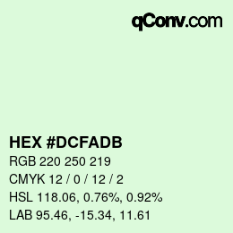 颜色代码: HEX #DCFADB | qconv.com