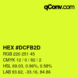 颜色代码: HEX #DCFB2D | qconv.com