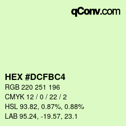 カラーコード: HEX #DCFBC4 | qconv.com