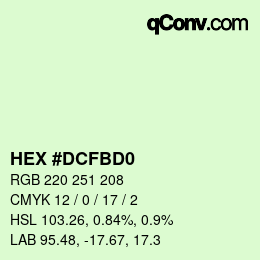 颜色代码: HEX #DCFBD0 | qconv.com