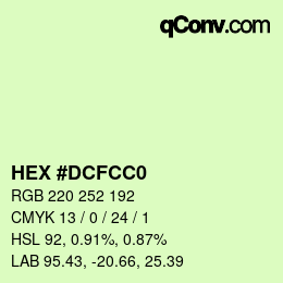 颜色代码: HEX #DCFCC0 | qconv.com