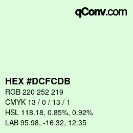 カラーコード: HEX #DCFCDB | qconv.com