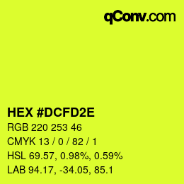 Color code: HEX #DCFD2E | qconv.com