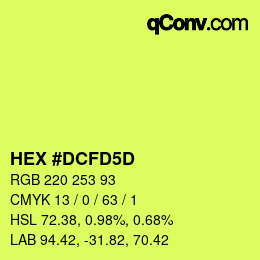 Color code: HEX #DCFD5D | qconv.com