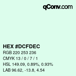 Color code: HEX #DCFDEC | qconv.com