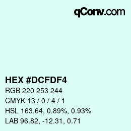 Color code: HEX #DCFDF4 | qconv.com