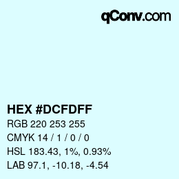 Color code: HEX #DCFDFF | qconv.com