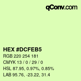 颜色代码: HEX #DCFEB5 | qconv.com