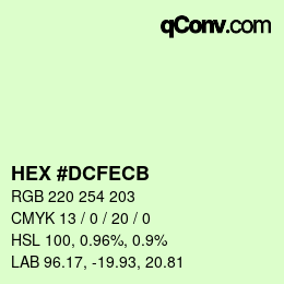 颜色代码: HEX #DCFECB | qconv.com
