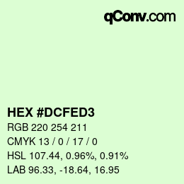 颜色代码: HEX #DCFED3 | qconv.com