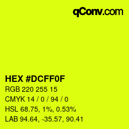 颜色代码: HEX #DCFF0F | qconv.com