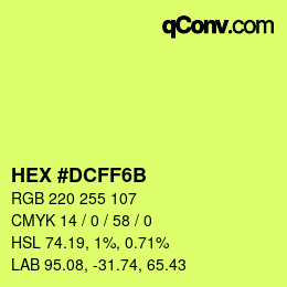 Color code: HEX #DCFF6B | qconv.com