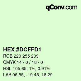 Color code: HEX #DCFFD1 | qconv.com