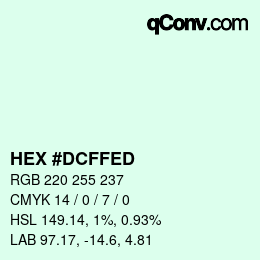 カラーコード: HEX #DCFFED | qconv.com