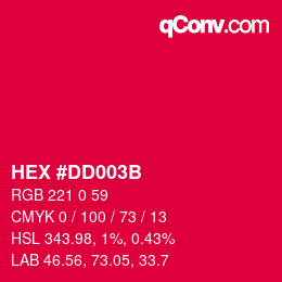 颜色代码: HEX #DD003B | qconv.com