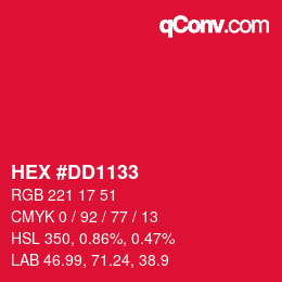 カラーコード: HEX #DD1133 | qconv.com