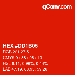 颜色代码: HEX #DD1B05 | qconv.com