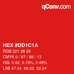 Color code: HEX #DD1C1A | qconv.com