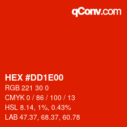 Color code: HEX #DD1E00 | qconv.com
