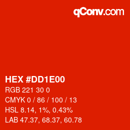 Color code: HEX #DD1E00 | qconv.com