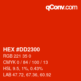 Color code: HEX #DD2300 | qconv.com