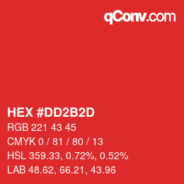 Color code: HEX #DD2B2D | qconv.com